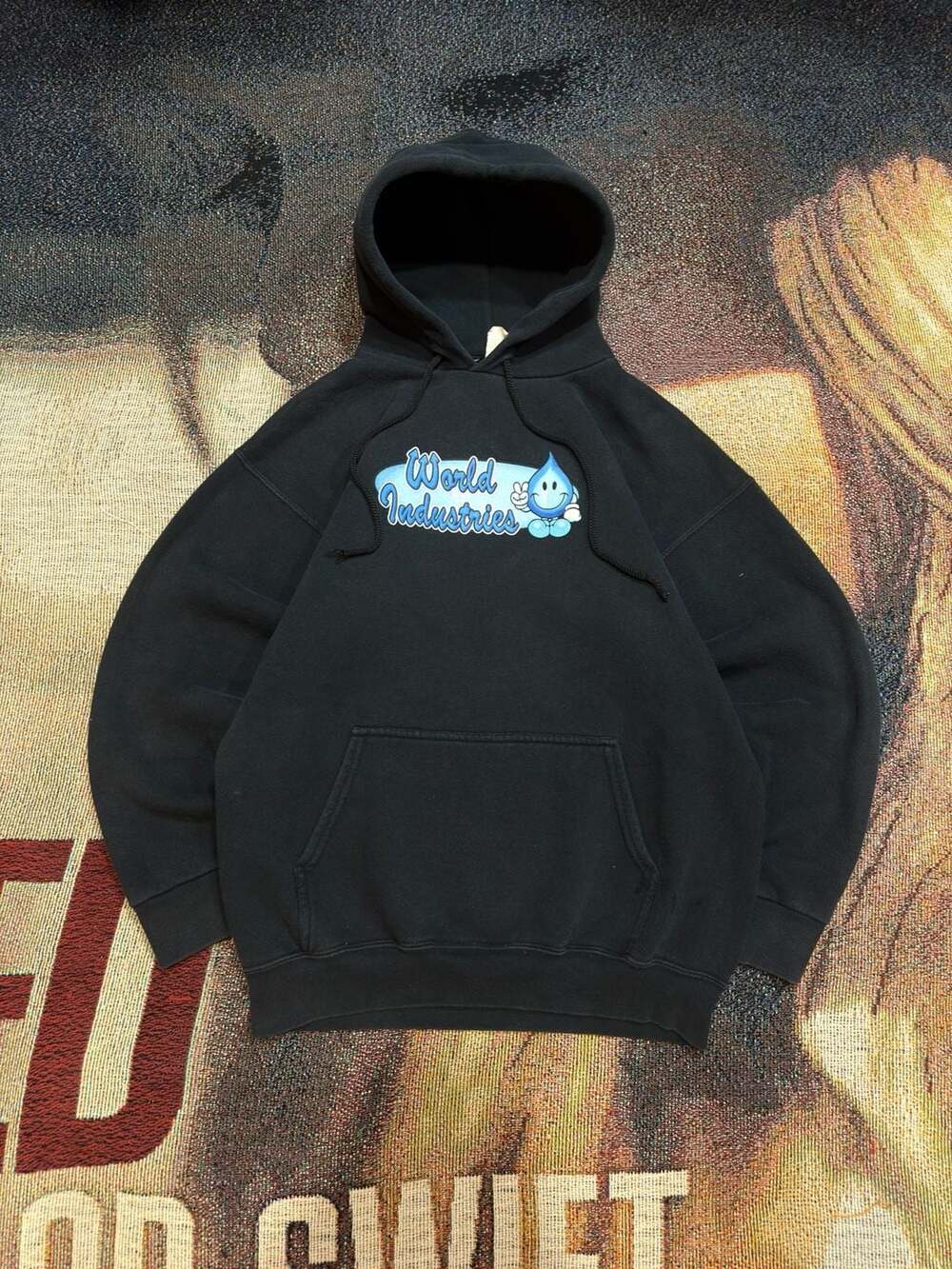 Vintage 90s Navy World Industries Wet Willy Skate Pullover Hoodie